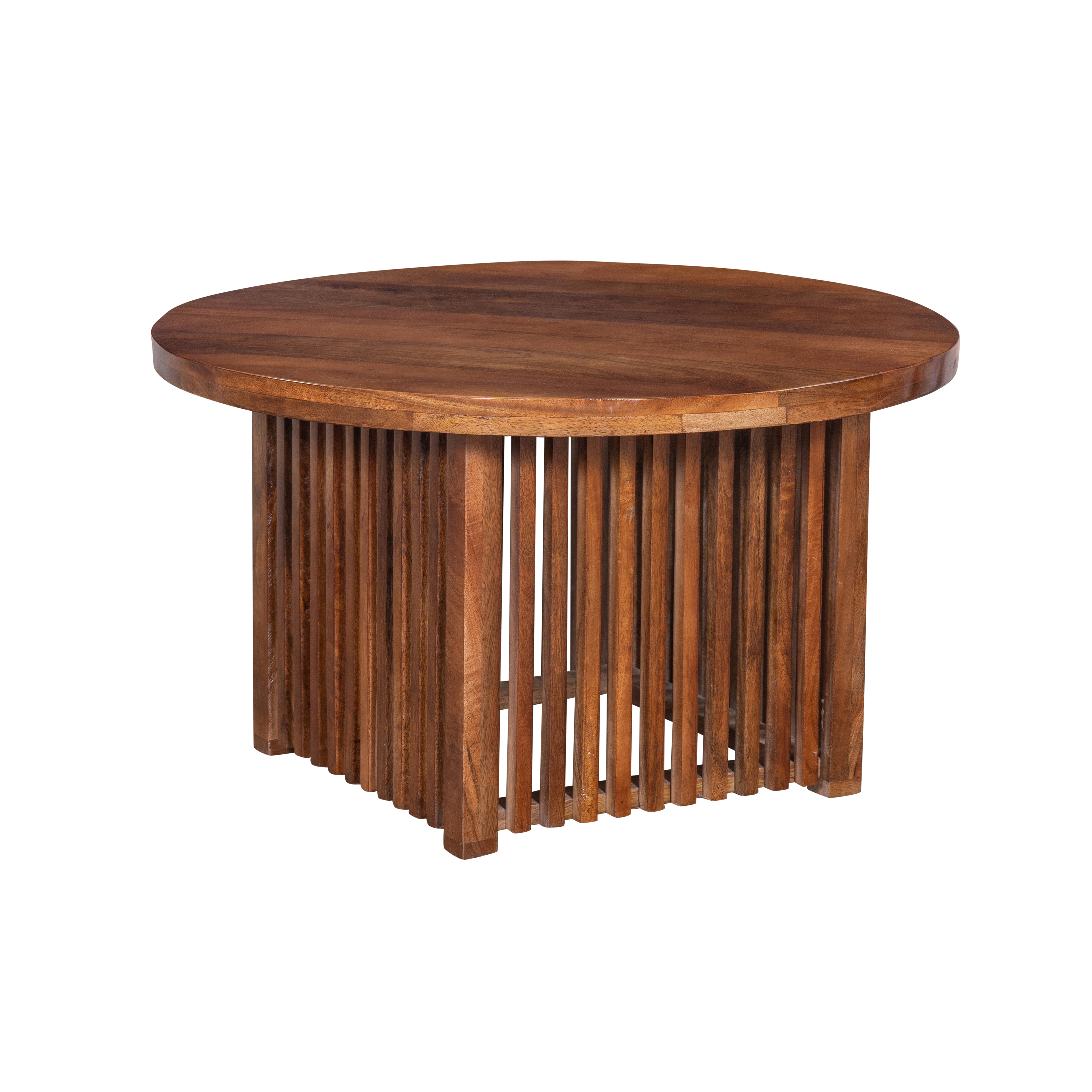 Furnisharp Solid Wood Round Slatted Coffee Table