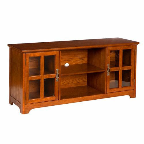 Furnisharp Solid Wood TV Cabinet with Glass Doors