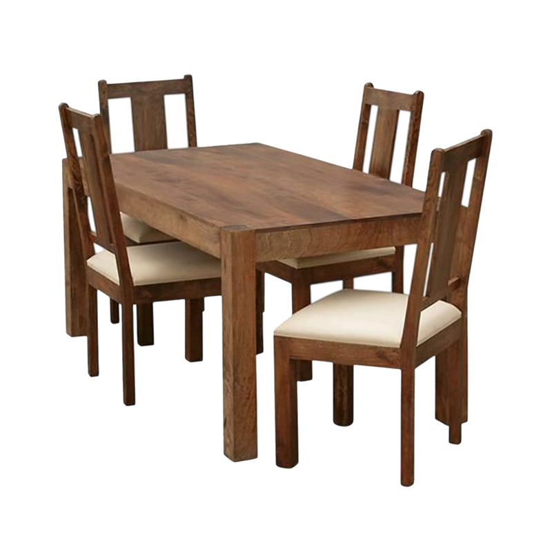 Furnisharp Solid Wood 4-Seater Dining Table Set with Cushioned Chairs