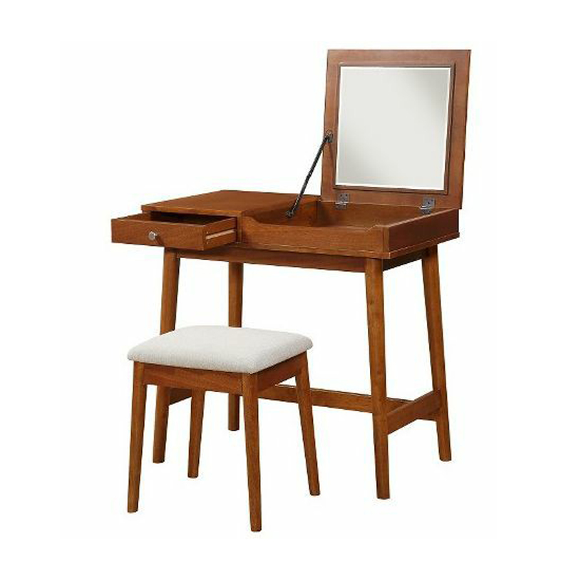 Furnisharp Wooden Vanity Table Set with Mirror and Stool