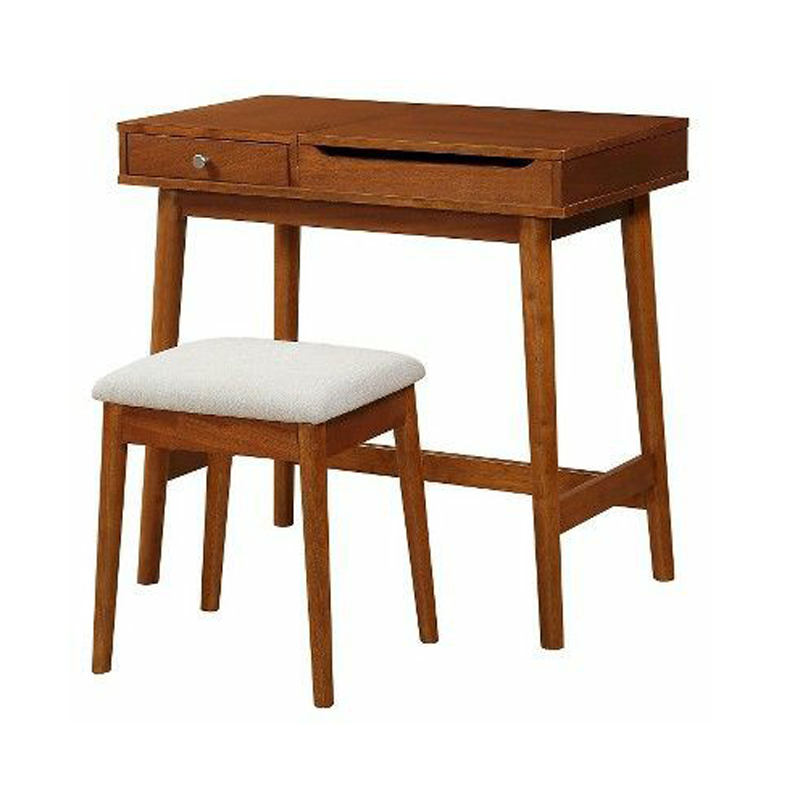 Furnisharp Solid Wood Dressing Table with Flip-Top Mirror and Stool