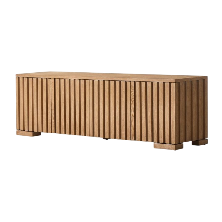 Furnisharp Slatted Wooden Media Console