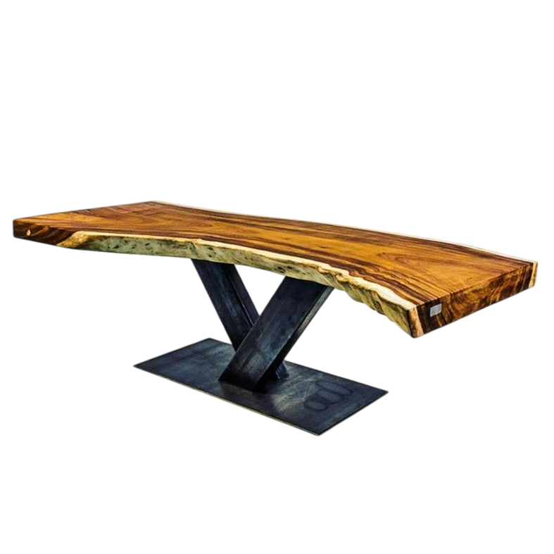Furnisharp Live Edge V-Base Wooden Dining Table