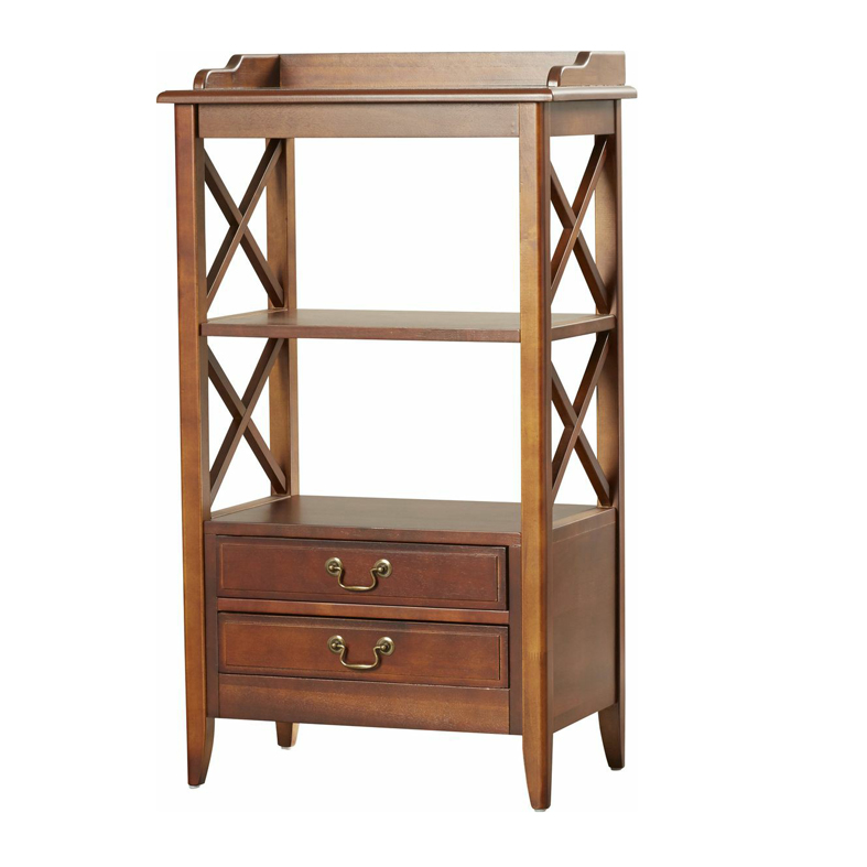 Furnisharp Classic X-Side Wooden Shelf with Drawers