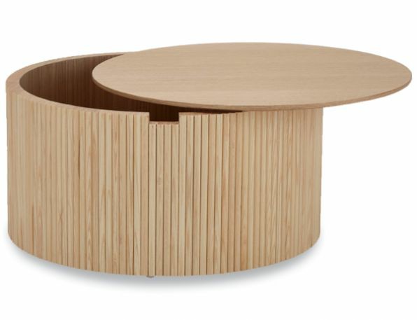 Furnisharp Round Slatted Lift-Top Coffee Table