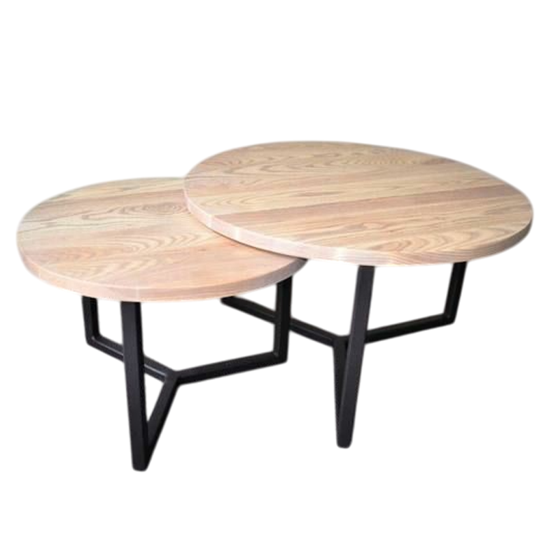 Furnisharp Nested Round Wooden Coffee Table Set